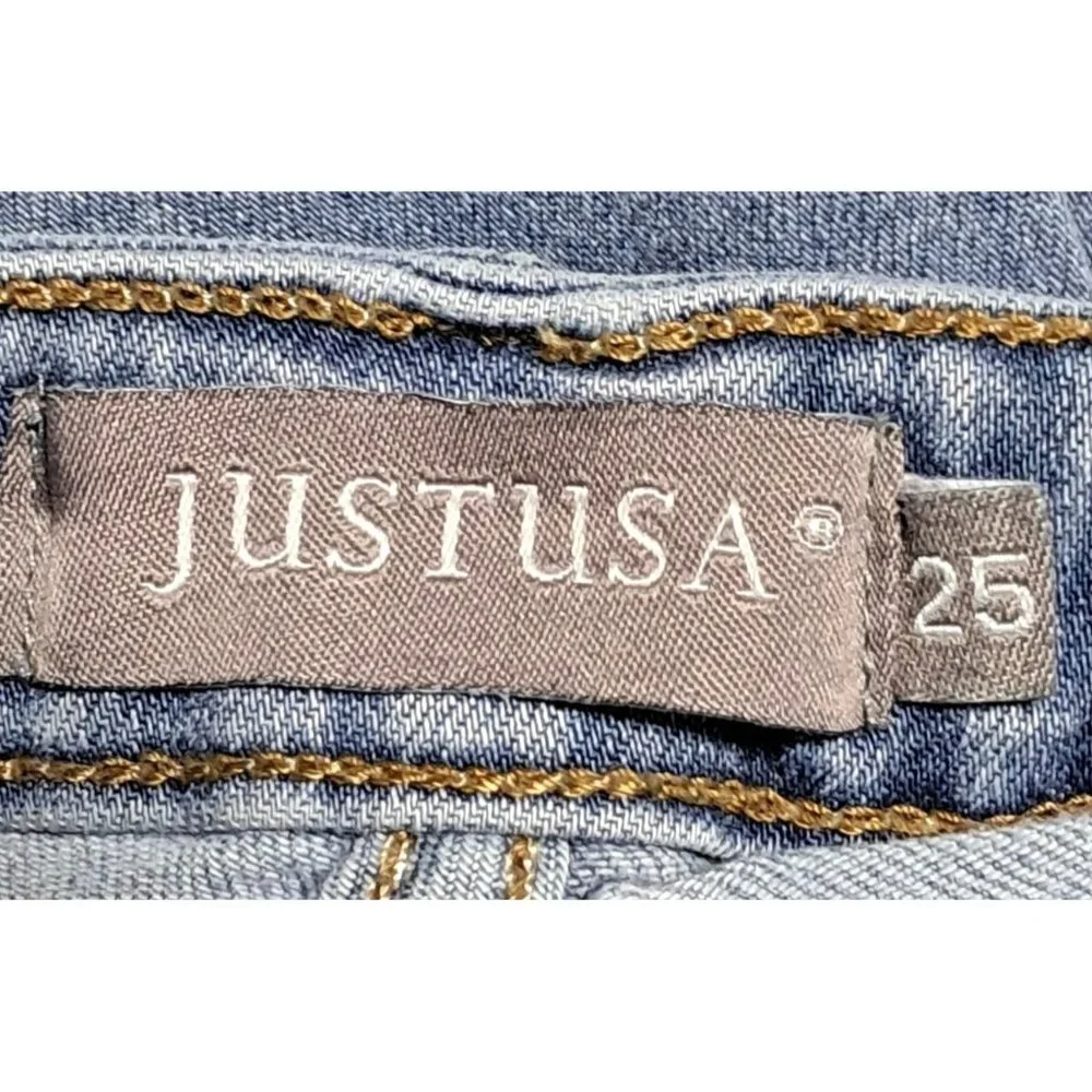 Just USA‎ Womens Skinny Fit Mid-Rise Blue Denim Jeans Sz 25 USA Grunge